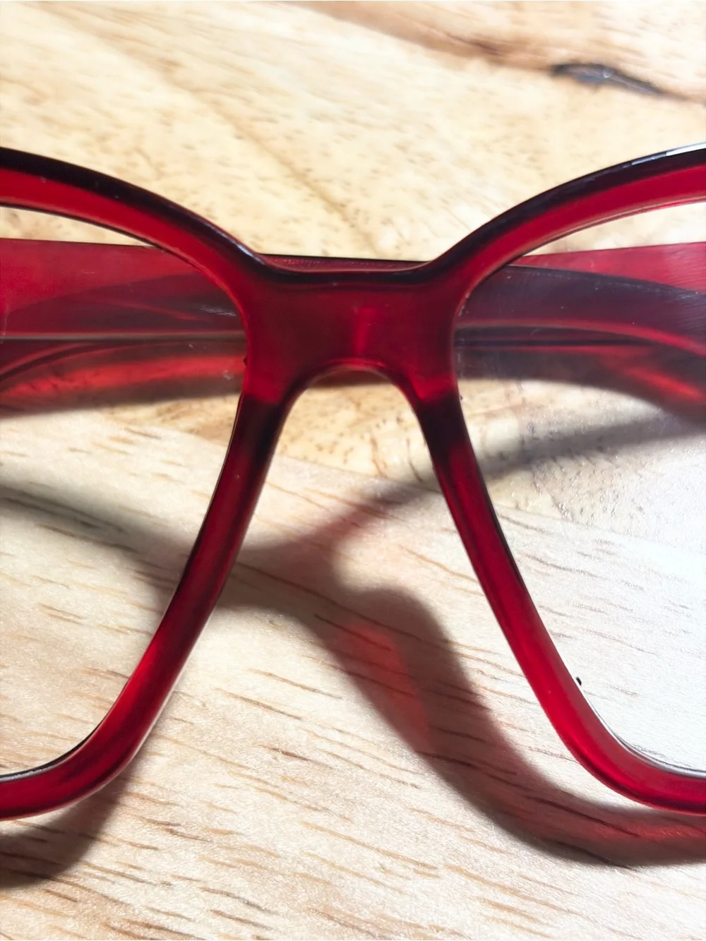 Cherry Red Glossy Translucent Cat Eye Fashion Glasses
